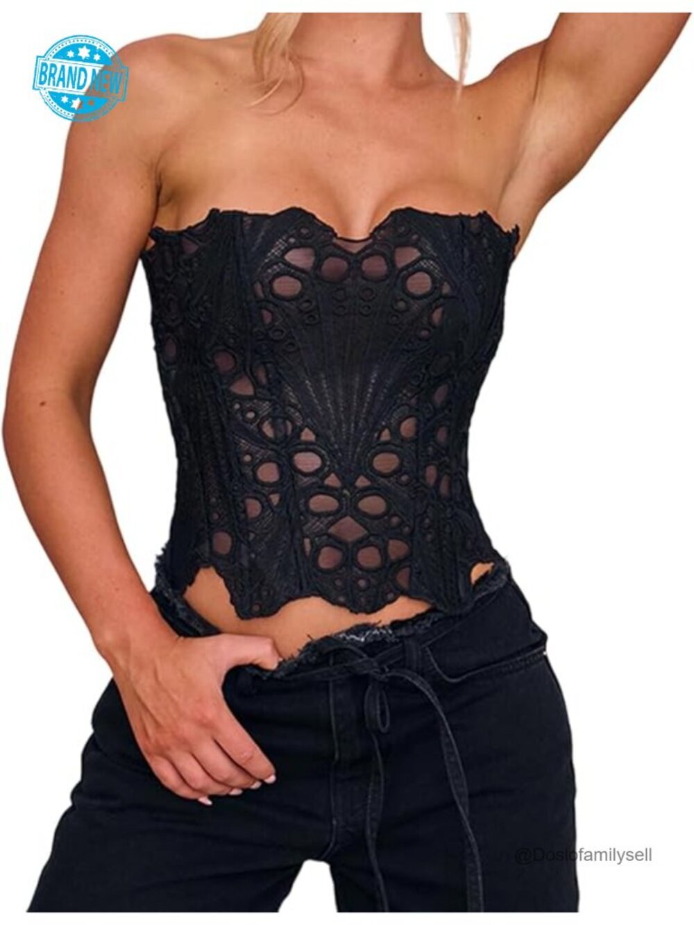 Bustier Tube Top Irregular Cutout Tie Up Backless Off-Shoulder Bandeau Vest